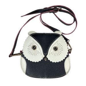 Mellow World Owl Crossbody Bag Black White Faux Leather Small Adjustable Purse